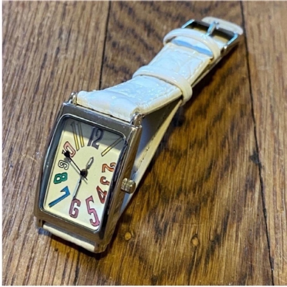 White watch with rainbow dial watch rainbow watch pride watch